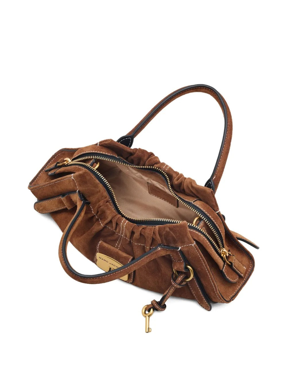Brown handbag,top view