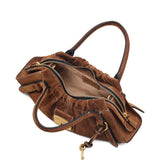 Brown handbag,top view