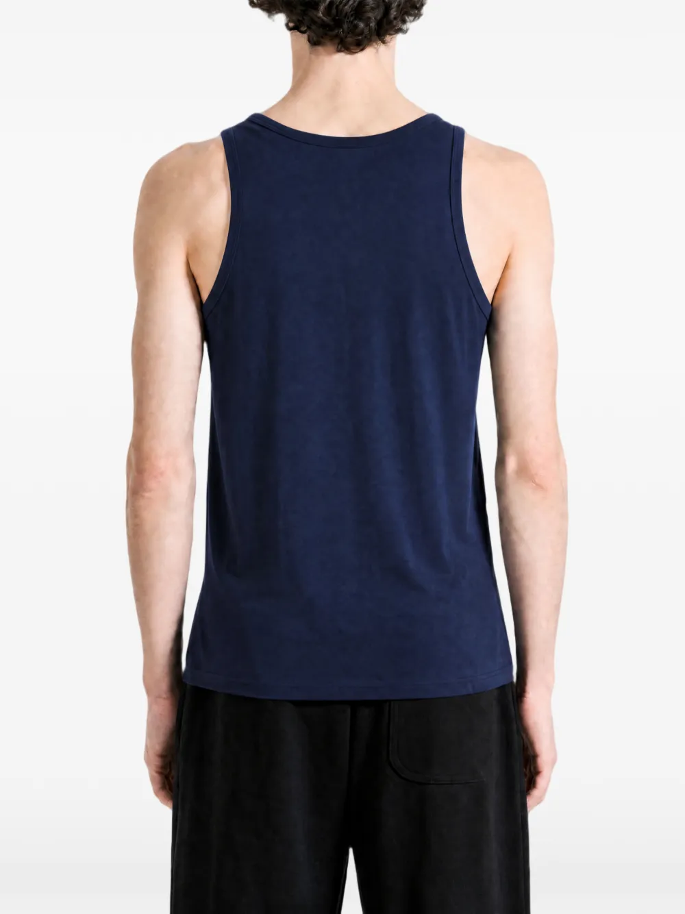 Blue top, front view