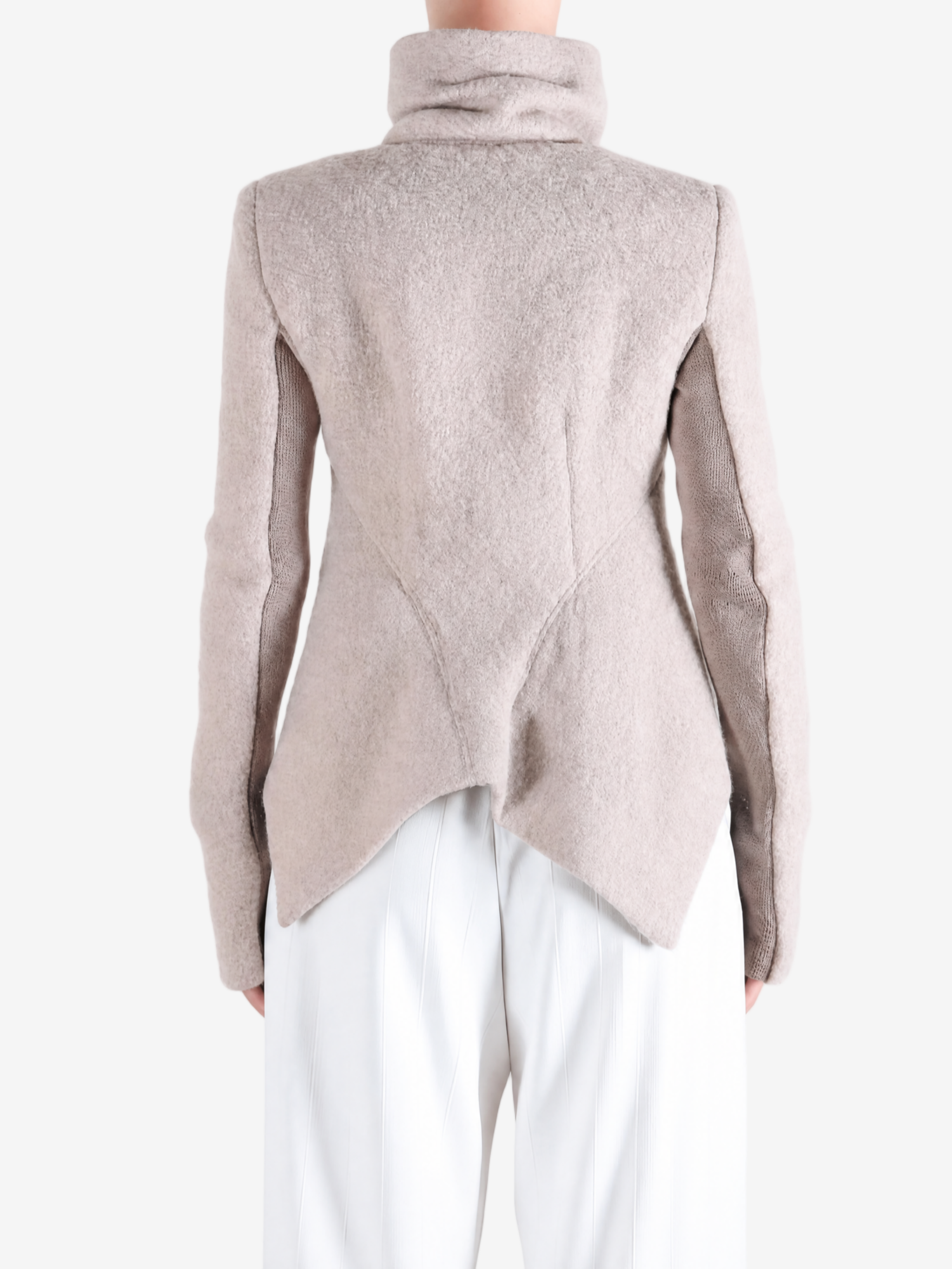 Tan jacket, full body view