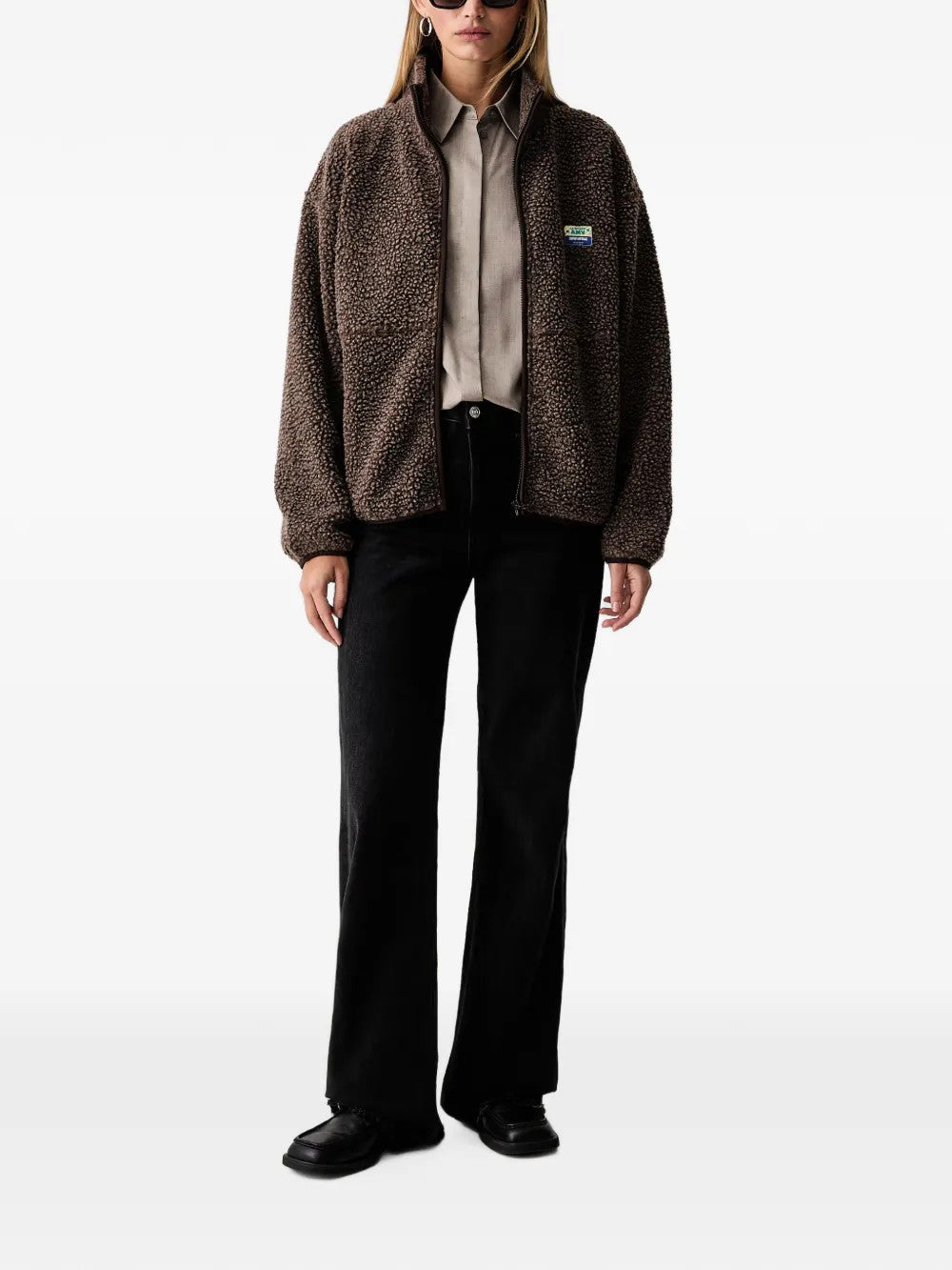 Brown jacket, full body view