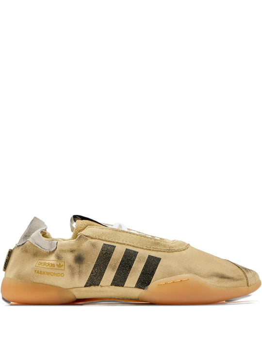 Tan sneakers, front view