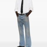 Blue pants, full body view