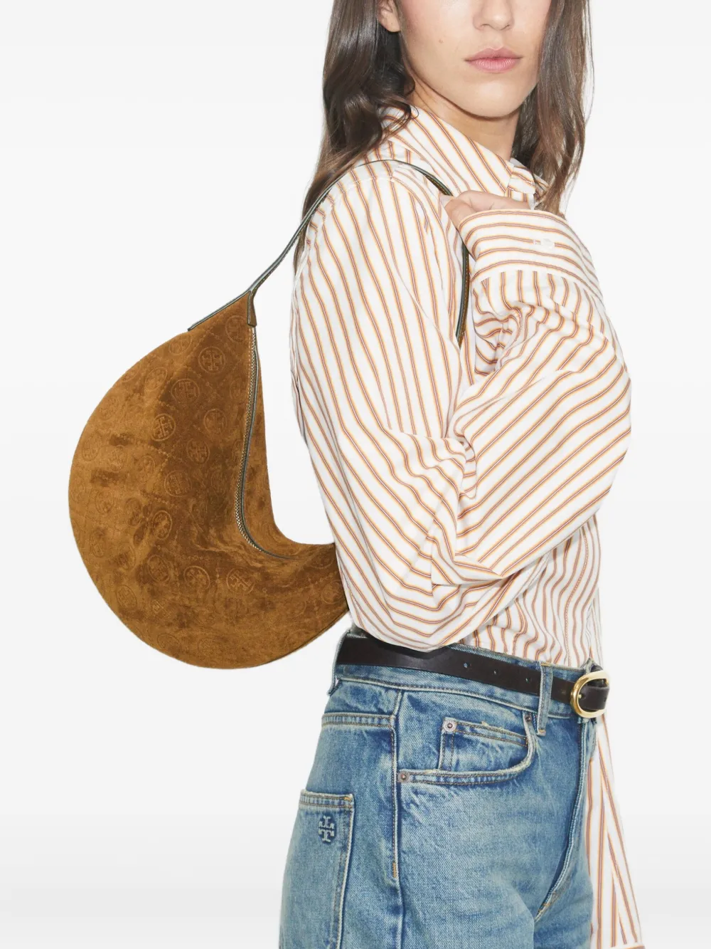 Brown bag worn by a person, showing the bag fit