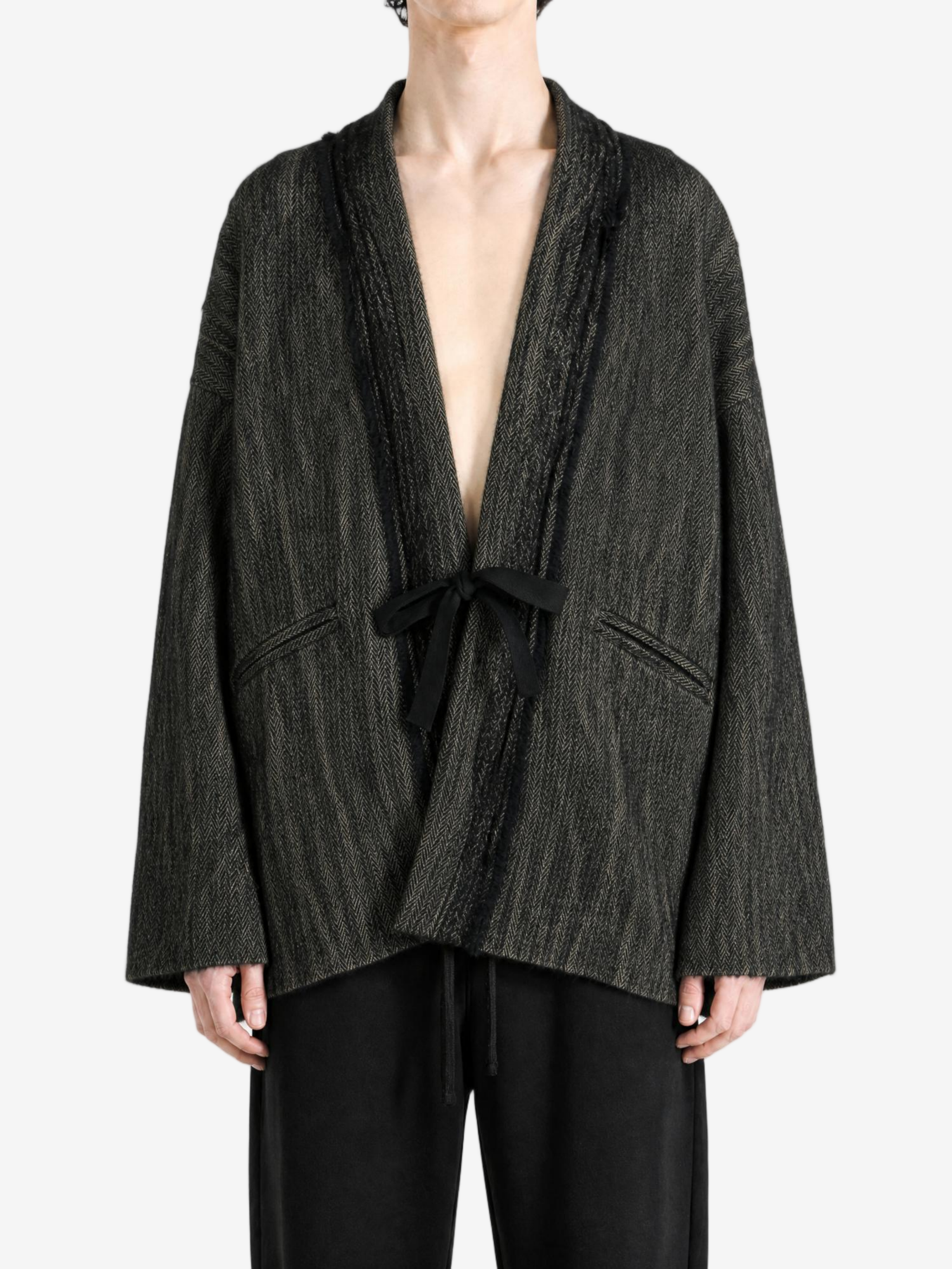 Grey jacket, full body view