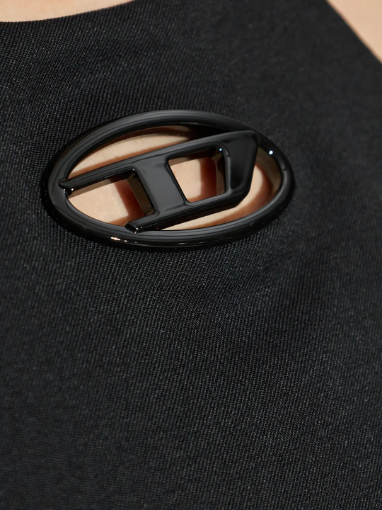 Close up of black top, showing texture of the Polyester fabric