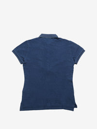 Blue t-shirt, back view showing tight fit