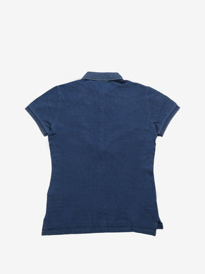 Blue t-shirt, back view showing tight fit
