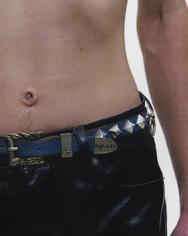 Blue accessories worn by a person, showing the accessories fit