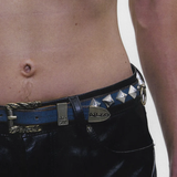Blue accessories worn by a person, showing the accessories fit