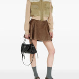 Tan jacket, full body view