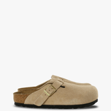 Tan sandals, side view