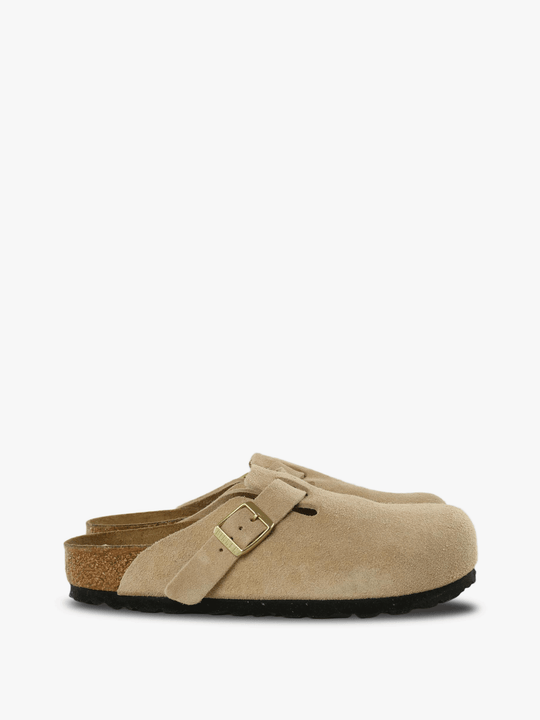 Tan sandals, side view
