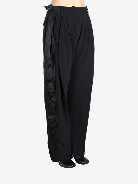 Black pants worn by a person, showing the pants fit