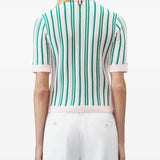 THOM BROWNE - Women Crochet Stitch Variegated Stripe RWB Stripe Polo Shirt