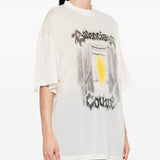 White t-shirt worn by a person, showing the t-shirt's fit