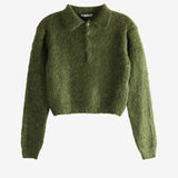 Green knitwear, front view