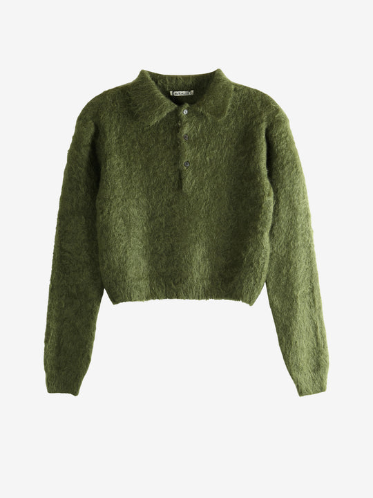 Green knitwear, front view