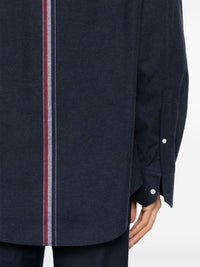 THOM BROWNE - Men Oversized Shirt With Knit Collar In Engineered Rwb Stripe Cotton Flannel