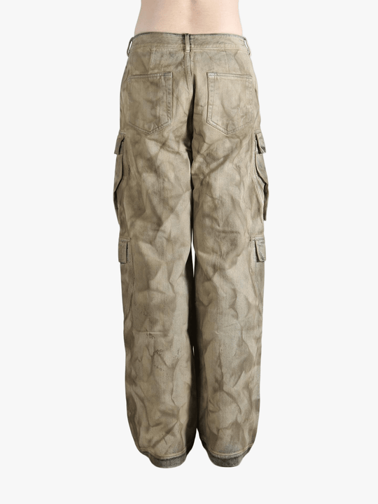 Tan jean worn by a person, showing the fit