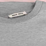Close up of Grey shirt, showing texture of the 100% cotton fabric