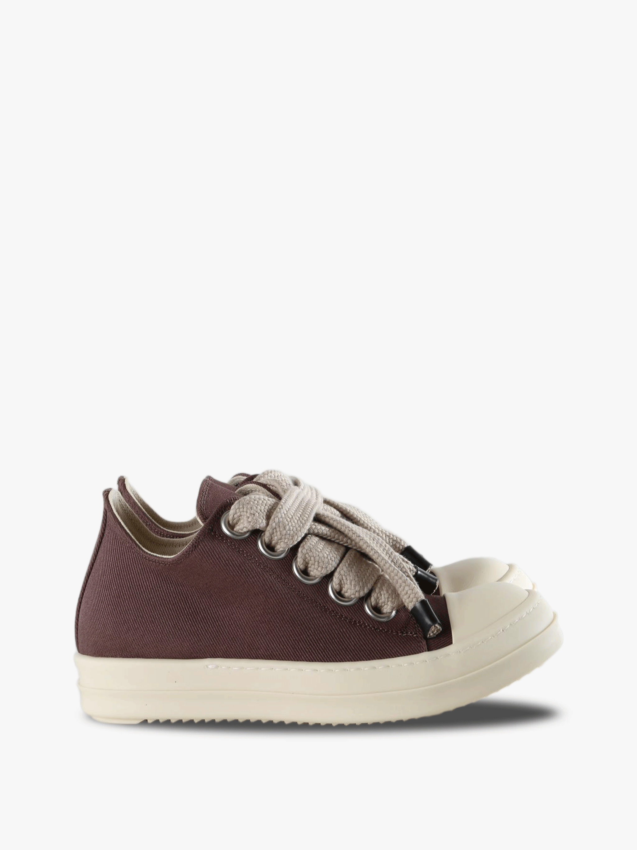 Burgundy shoes, side view