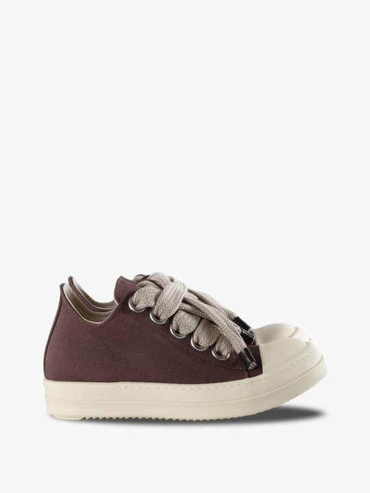 Burgundy shoes, side view
