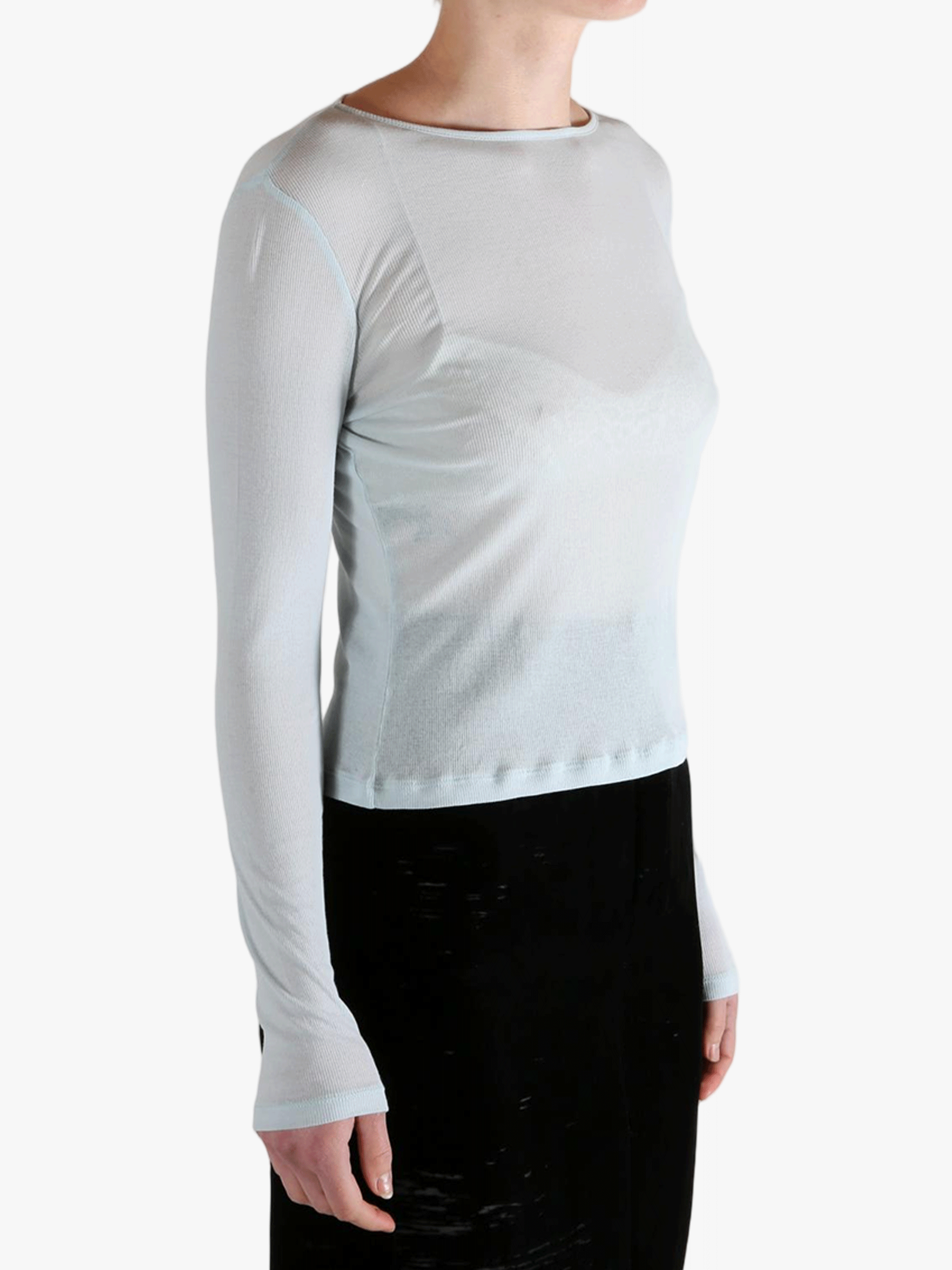 Blue shirt worn by a person, showing the shirt's fit