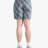 Blue shorts worn by a person, showing the shorts fit