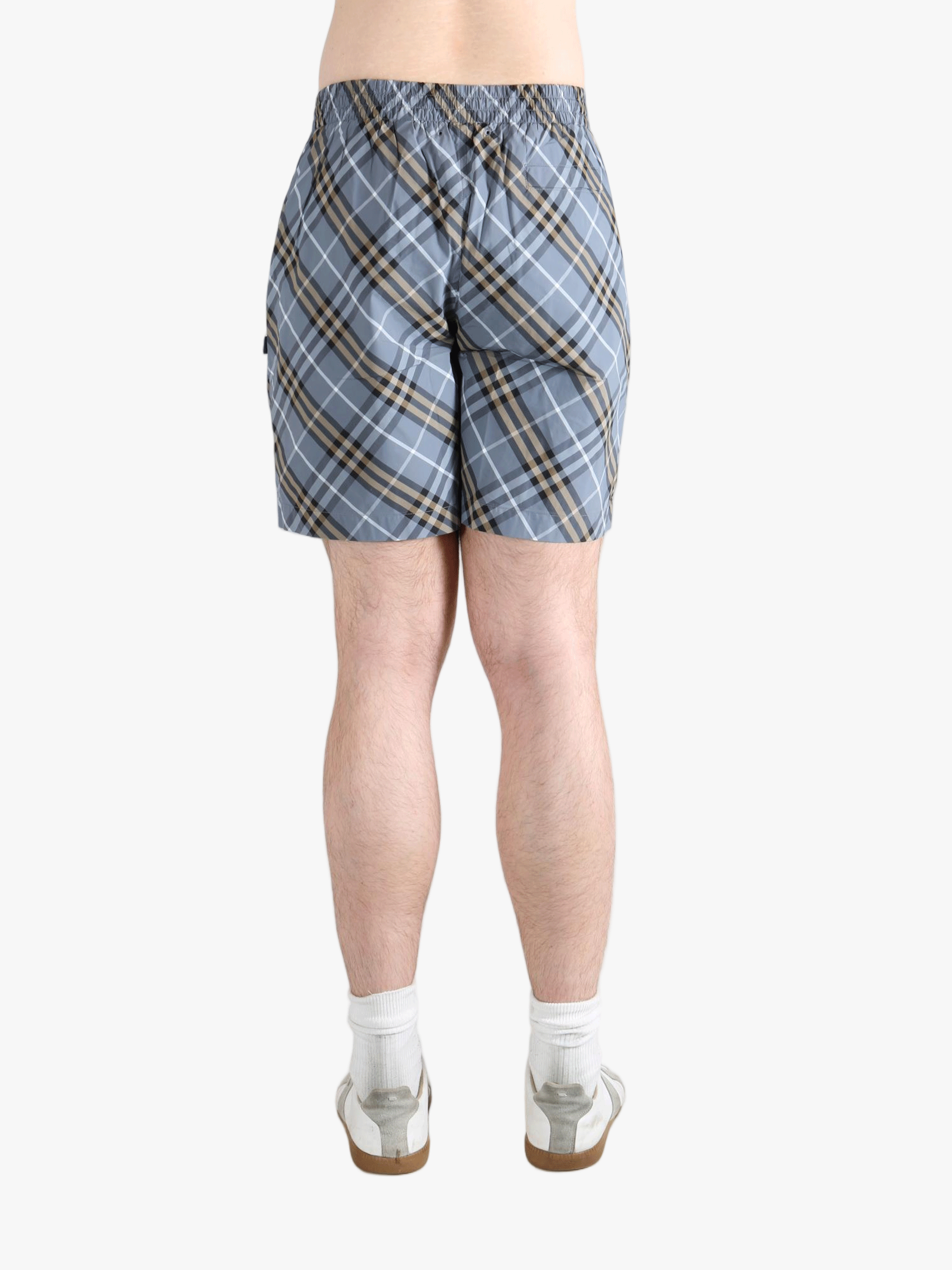 Blue shorts worn by a person, showing the shorts fit