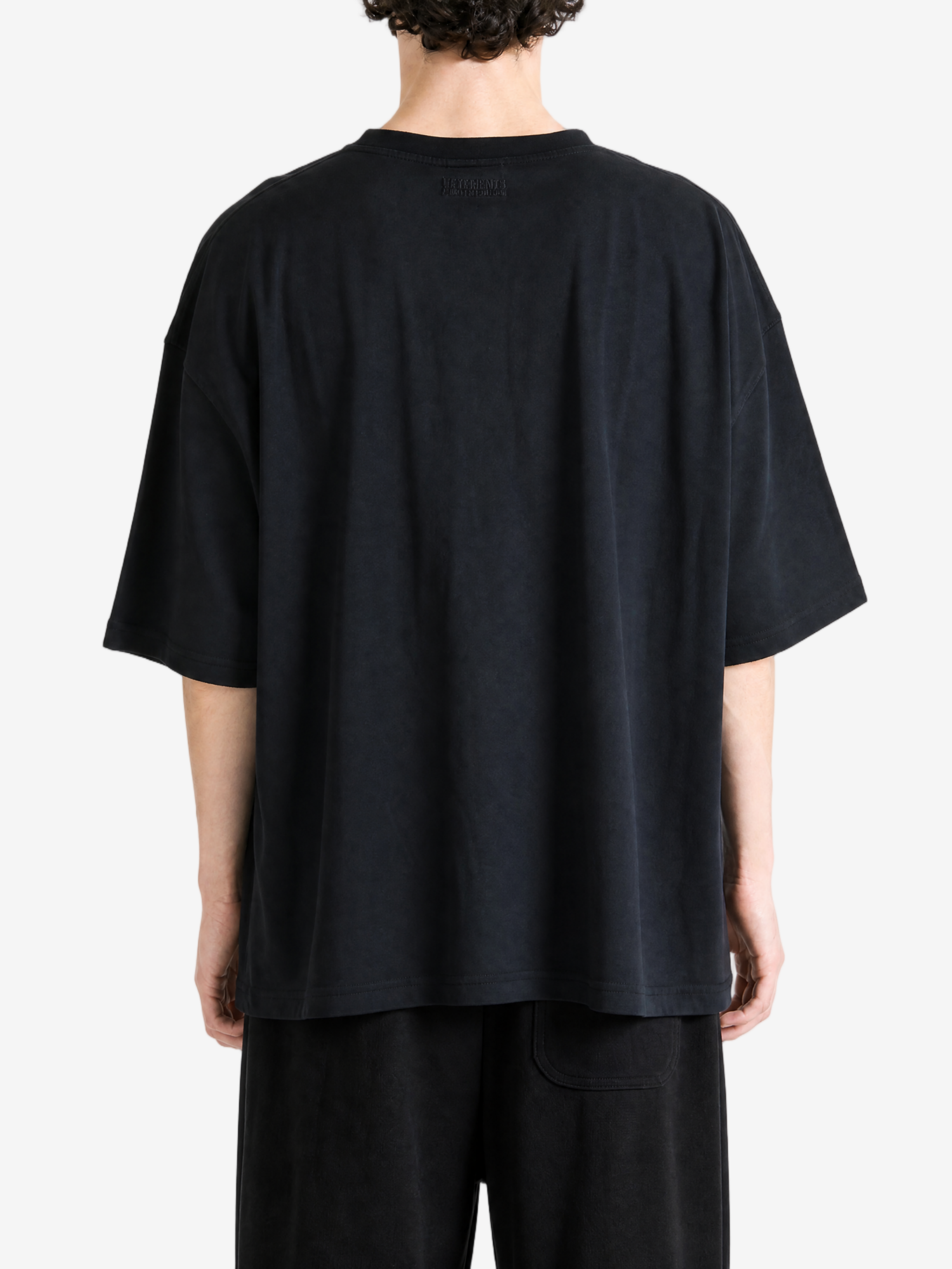 Black t-shirt, full body view