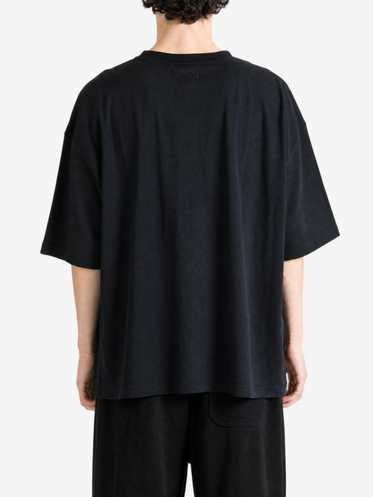 Black t-shirt, full body view