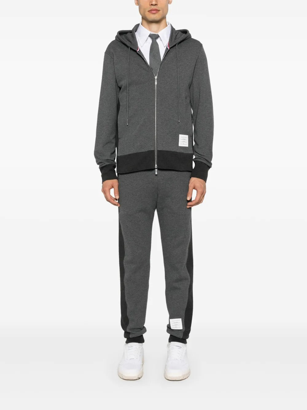 Grey pants, full body view