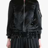 Black jacket worn by a person, showing the jacket's fit