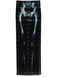 JEAN PAUL GAULTIER - Women Printed "Squeletor" Mesh Long Skirt