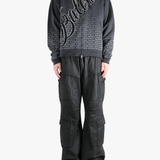 Black sweats-hoodies, full body view