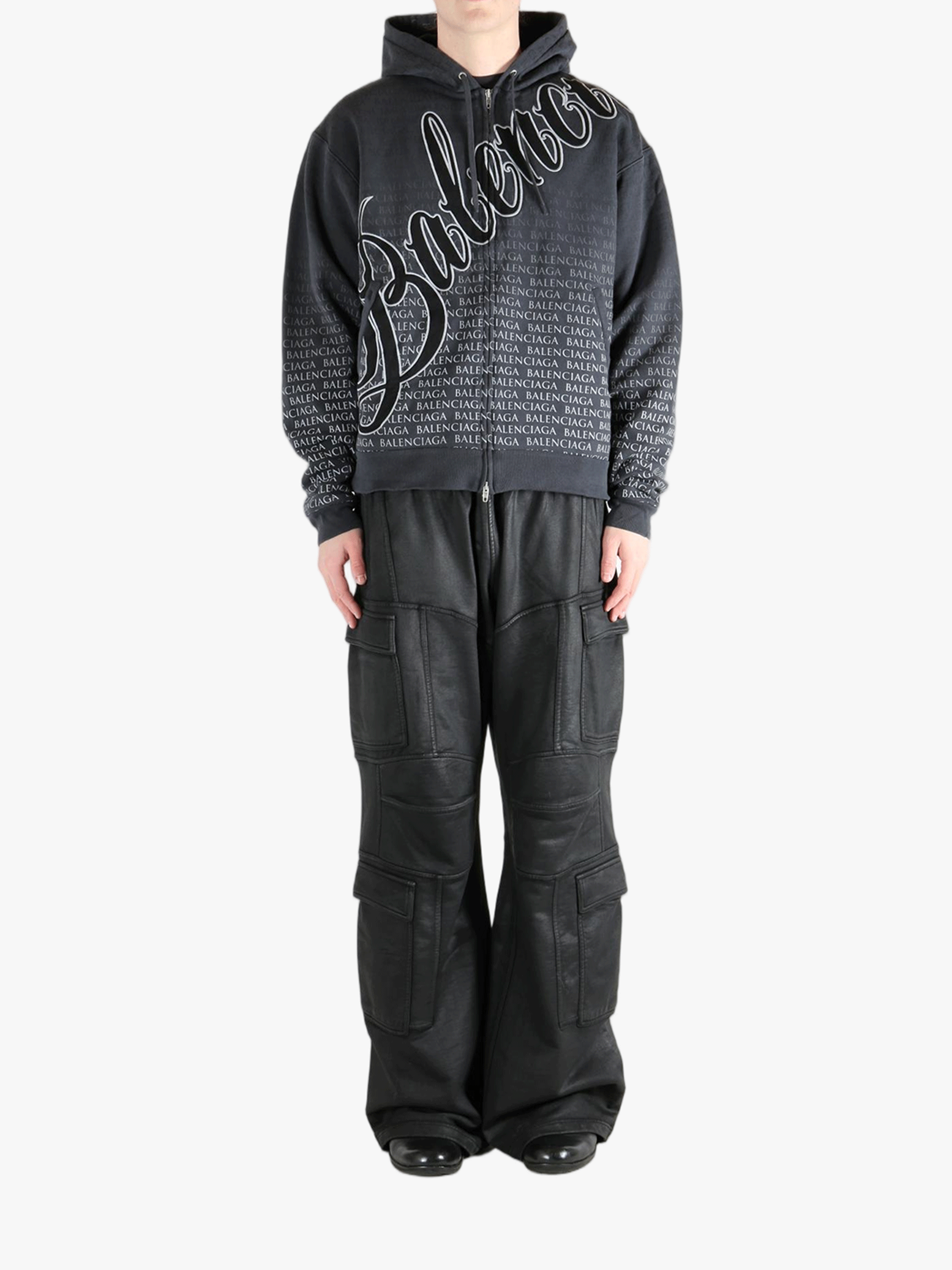 Black sweats-hoodies, full body view