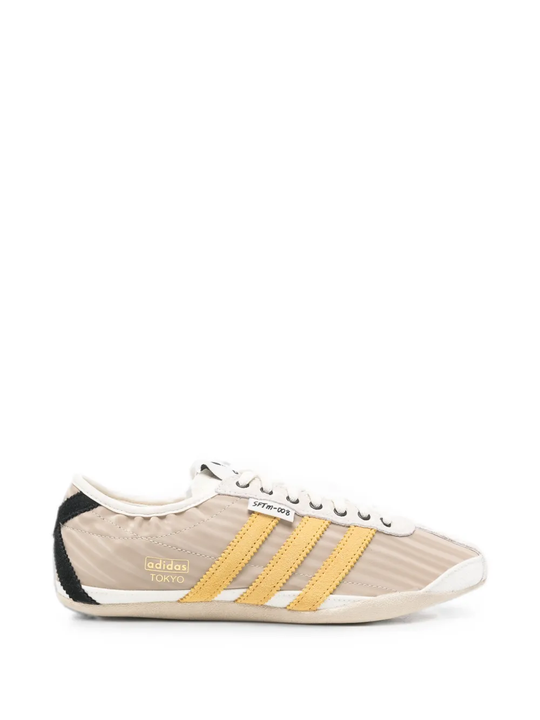 Tan shoes, side view