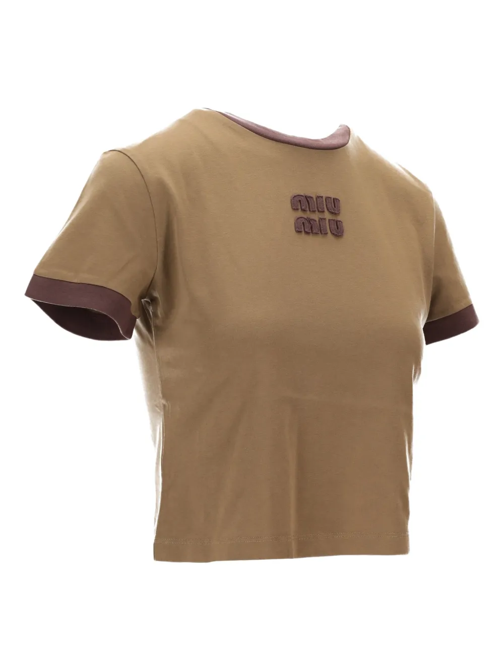 tan t-shirt, side view