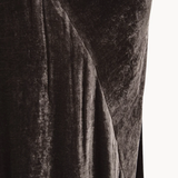 Close up of Black skirt, showing texture of the 82% viscose/ 18% silk fabric