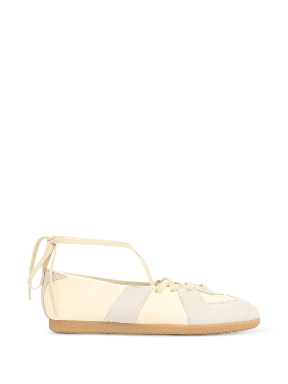Tan shoes, side view