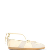 Tan shoes, side view