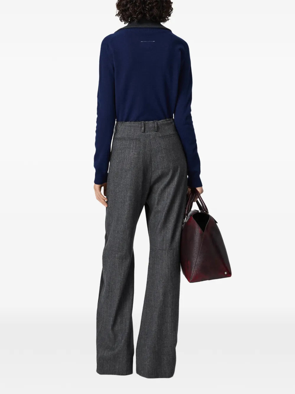 Grey pants, full body view