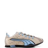 Tan shoes, side view