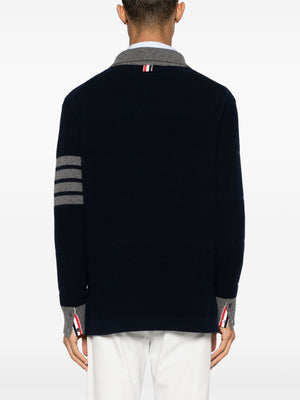 THOM BROWNE - Men Textured Rugby Stripe LS Polo