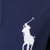 Close up of Navy T-shirt, showing texture of the cotton fabric