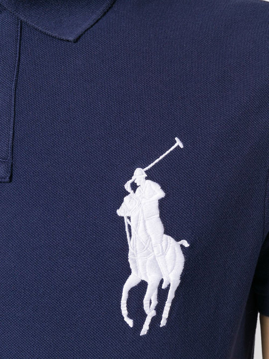 Close up of Navy T-shirt, showing texture of the cotton fabric