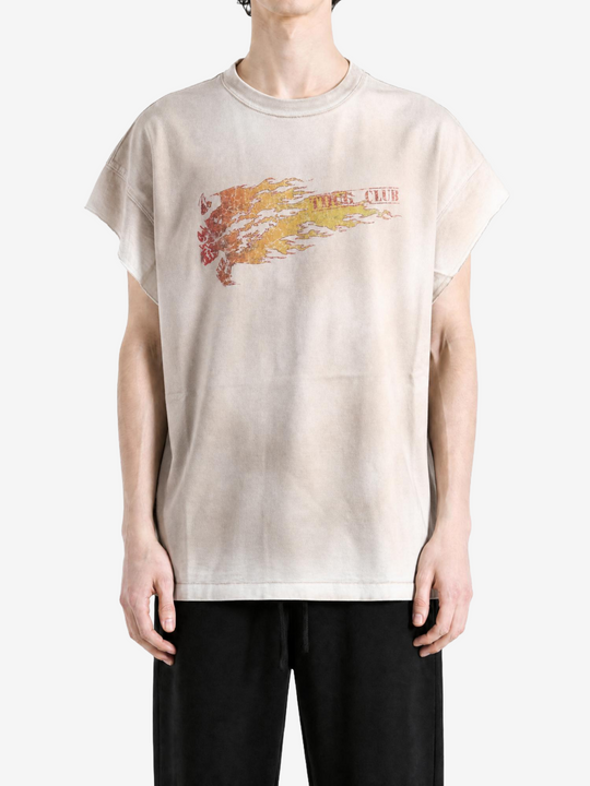 Tan t-shirt, full body view