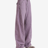 Purple jeans, full body view