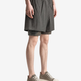 Grey shorts, full body view